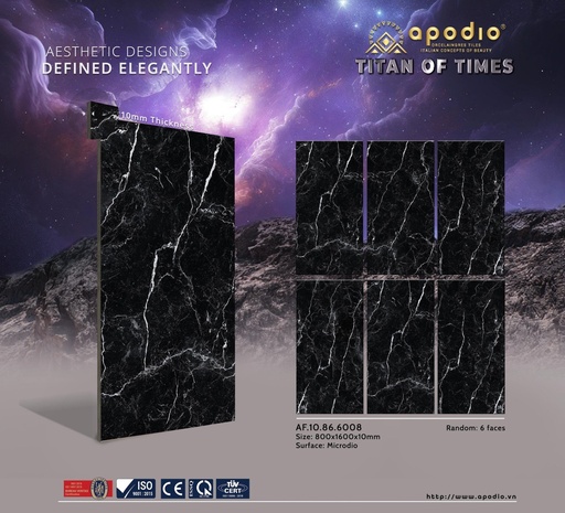 [AF.10.86.6008] Gạch ốp lát Apodio 80x160 AF.10.86.6008 (Nero Marquina)