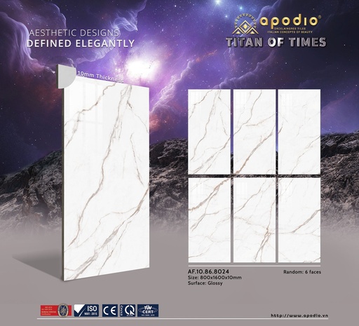[AF.10.86.8024] Gạch ốp lát Apodio 80x160 AF.10.86.8024 (Bianco Calacatta)