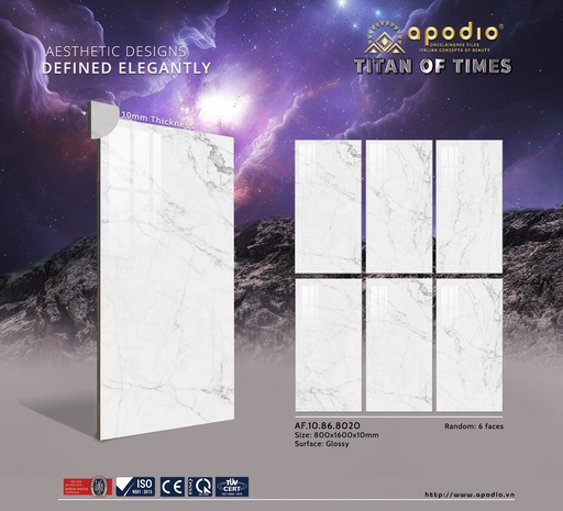 [AF.10.86.8020] Gạch ốp lát Apodio 80x160 AF.10.86.8020 (Statuario Delicato)