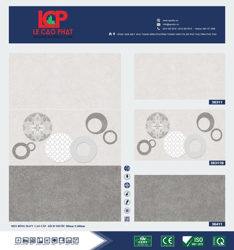 [3631136311D36411APODIO] Gạch ốp lát Apodio 36311 36311D 36411