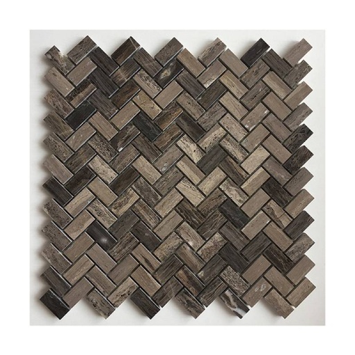 [DAISANB2B_G_21342790] Gạch mosaic đá xương cá 290x300mm màu nâu