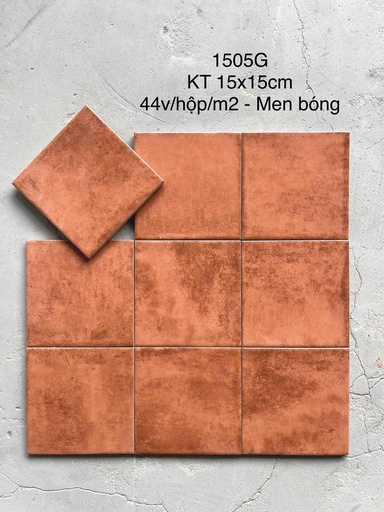 [1505G] Gạch thẻ cam men bóng KT 150x150mm (1h/1m/44v/17.5kg)