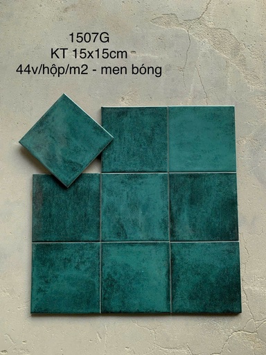 [1507G] Gạch thẻ xanh men bóng KT 150x150mm (1h/1m/44v/17.5kg) HCM