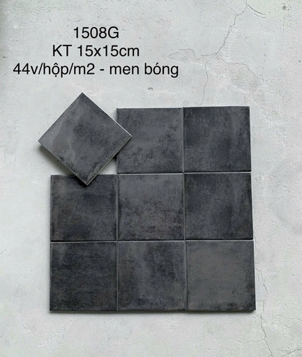 [1508G] Gạch thẻ đen men bóng 1508G KT 150x150mm (1h/1m/44v/17.5kg)