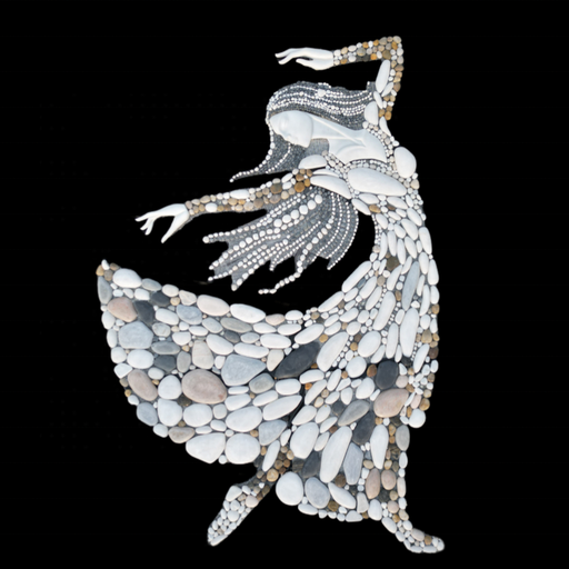 [106448449352] Tranh ghép đá tự nhiên nhiều màu vẽ tranh tường phụ nữ mặc đồ