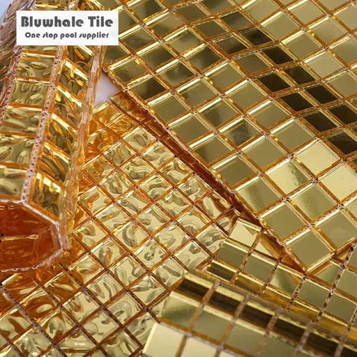 [106948218821] Gạch kính bể bơi vật liệu xây dựng hiện đại màu vàng óng ánh hình vuông