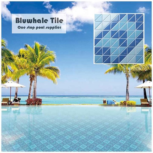 [106133306311] Gạch Mosaic Tam Giác Men Xanh Dương Tùy Chỉnh Sỉ Bluwhale
