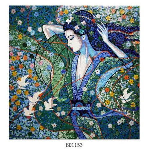 [106653968512] Tranh khảm mảng tường kính xanh lá cây hiện đại